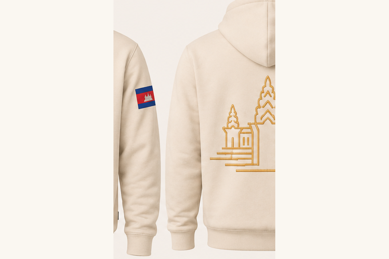 Hoodie back view for the Cambodia Up Close collection.
