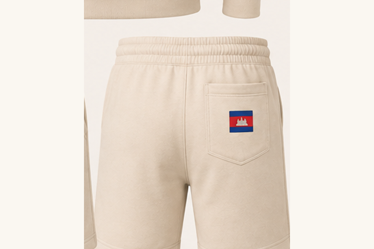 Shorts back view for the Cambodia Up Close collection.